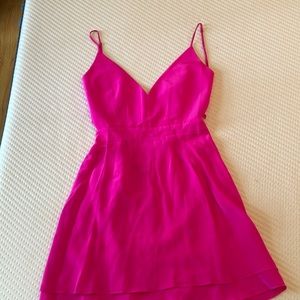 Magenta silk strapped mini dress